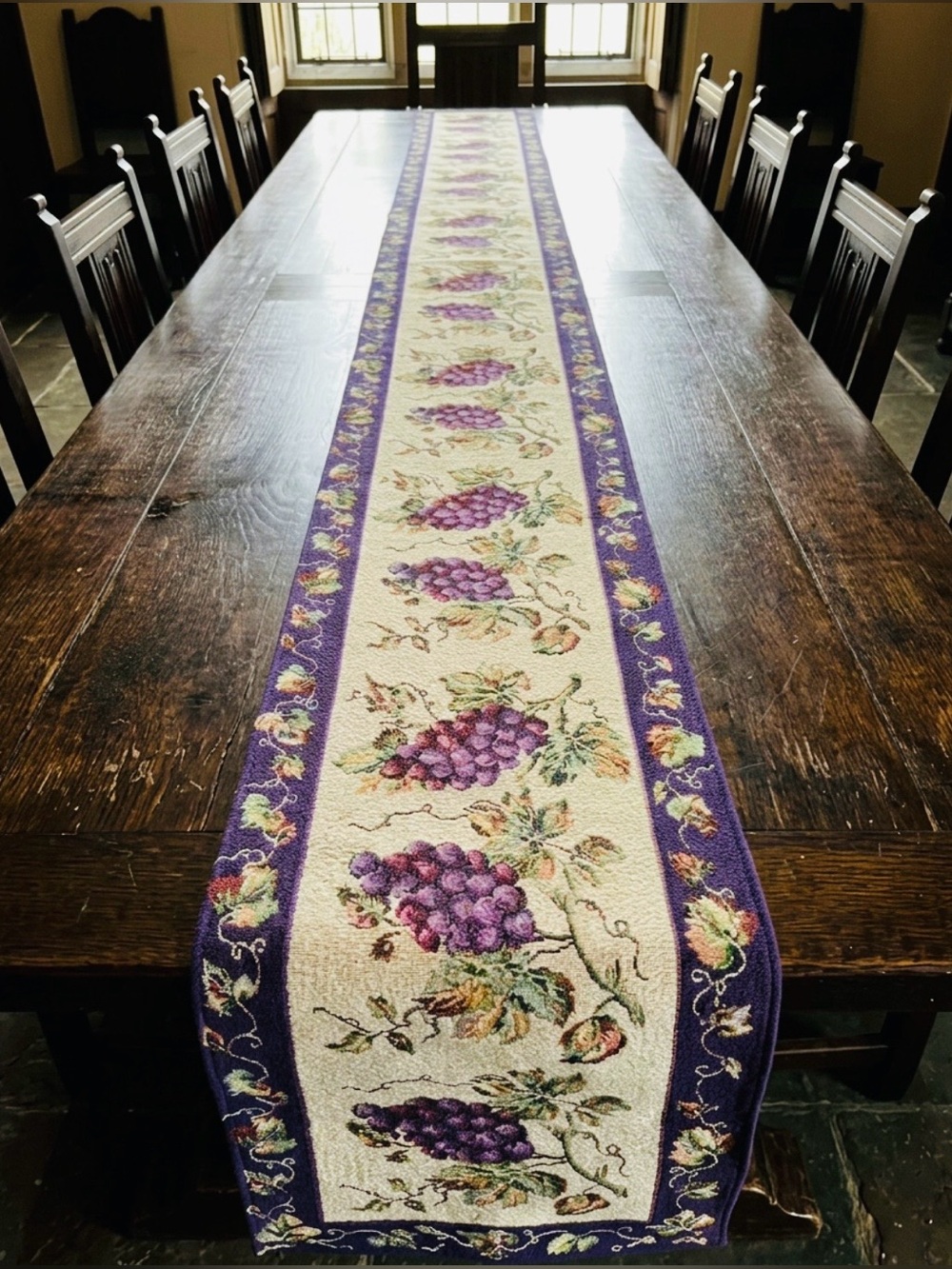 Vintage Grape Vineyard Tapestry Table
Runner Extra Long 12x89 Tuscan Boho